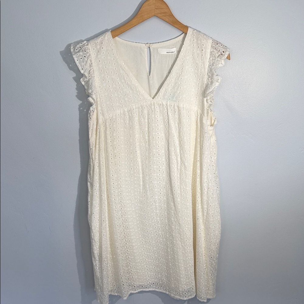 Casual White Eyelet Mini Dress